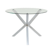 Vance Glass Top Dining Table with X-cross Base Chrome - Theo's Factory Direct Mattress & Furniture (Columbus, OH)