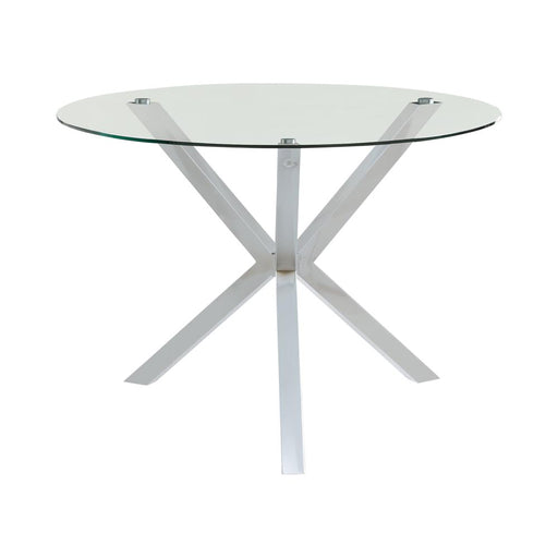 Vance Glass Top Dining Table with X-cross Base Chrome - Theo's Factory Direct Mattress & Furniture (Columbus, OH)