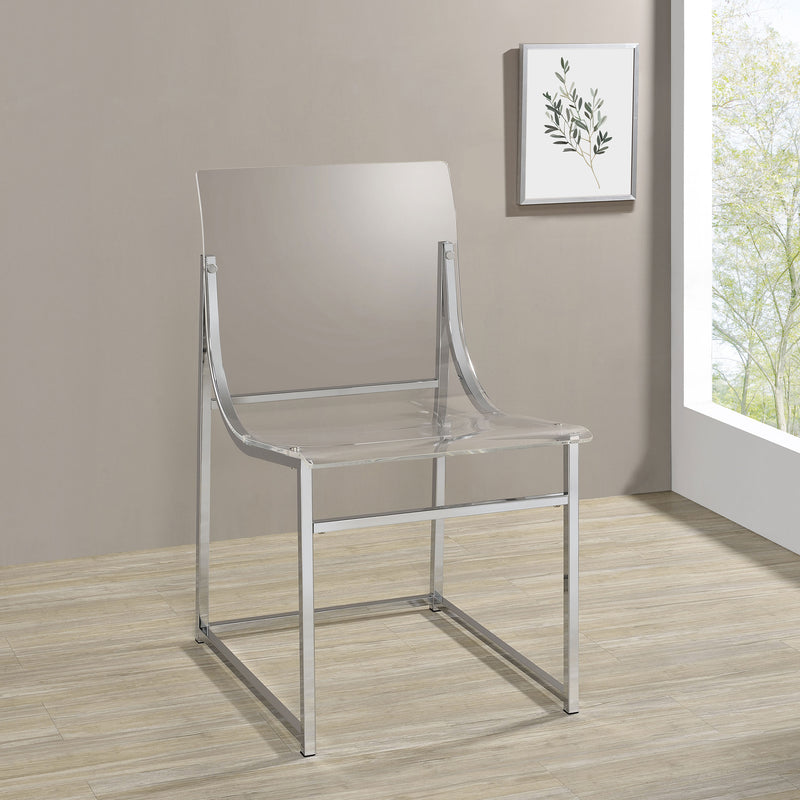 Adino Acrylic Dining Side Chair Clear and Chrome - Theo's Factory Direct Mattress & Furniture (Columbus, OH)