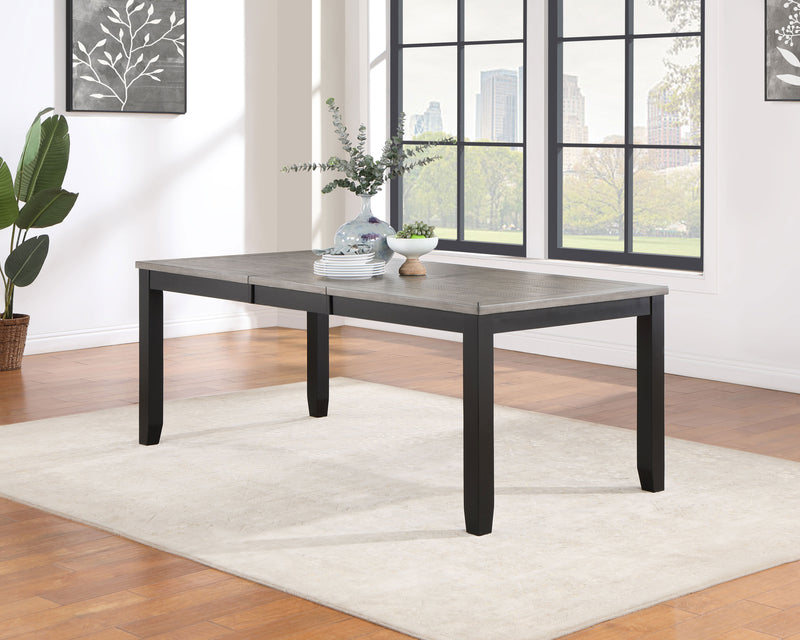 Elodie Rectangular Dining Table with Extension Grey and Black - Theo's Factory Direct Mattress & Furniture (Columbus, OH)
