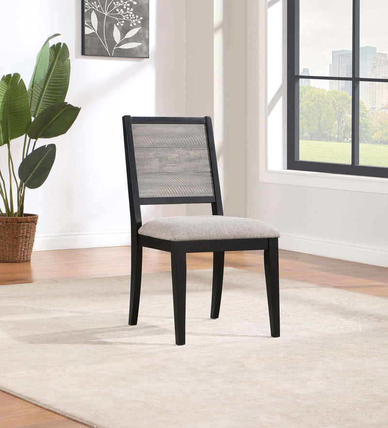 Elodie Upholstered Padded Seat Dining Side Chair Dove Grey and Black (Set of 2) - Theo's Factory Direct Mattress & Furniture (Columbus, OH)