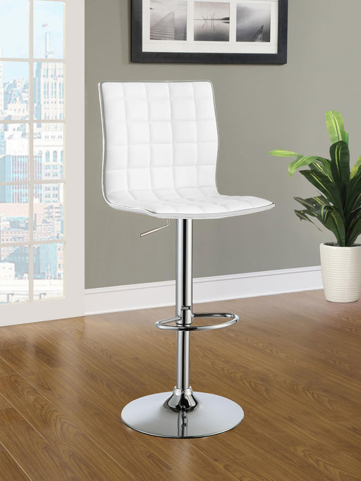 Ashbury Upholstered Adjustable Bar Stools White and Chrome (Set of 2) - Theo's Factory Direct Mattress & Furniture (Columbus, OH)