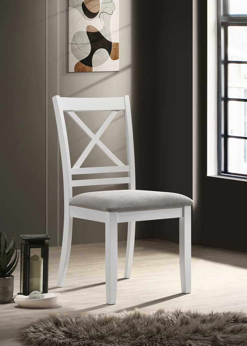 Hollis Cross Back Wood Dining Side Chair White - Theo's Factory Direct Mattress & Furniture (Columbus, OH)