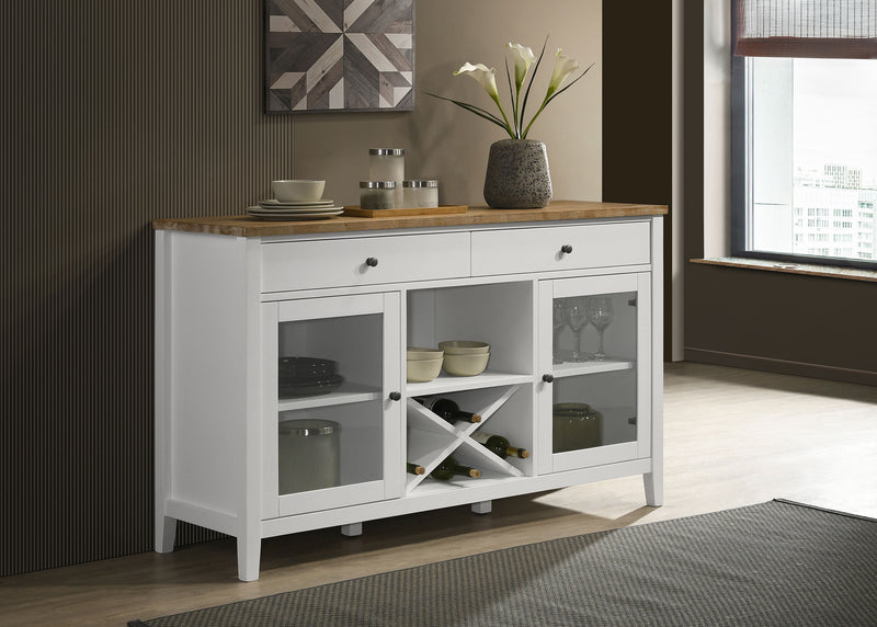 Hollis 2-door Dining Sideboard with Drawers Brown and White - Theo's Factory Direct Mattress & Furniture (Columbus, OH)