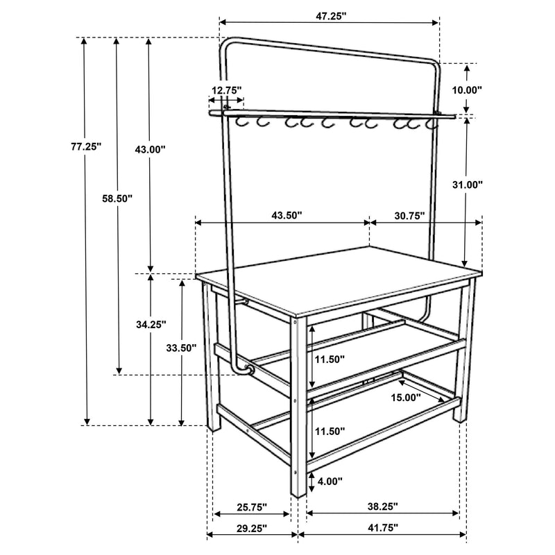 Edgeworth 3-piece Kitchen Island Counter Table Set White - Theo's Factory Direct Mattress & Furniture (Columbus, OH)