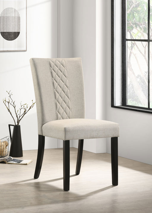 Malia Upholstered Solid Back Dining Side Chair Beige and Black (Set of 2) - Theo's Factory Direct Mattress & Furniture (Columbus, OH)