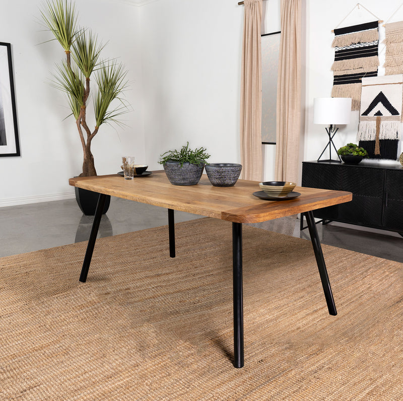 Maverick Rectangular Tapered Legs Dining Table Natural Mango and Black - Theo's Factory Direct Mattress & Furniture (Columbus, OH)