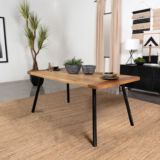 Maverick Rectangular Tapered Legs Dining Table Natural Mango and Black - Theo's Factory Direct Mattress & Furniture (Columbus, OH)