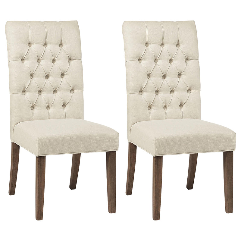 Douglas Tufted Back Dining Chairs Vineyard Oak (Set of 2) - Theo's Factory Direct Mattress & Furniture (Columbus, OH)