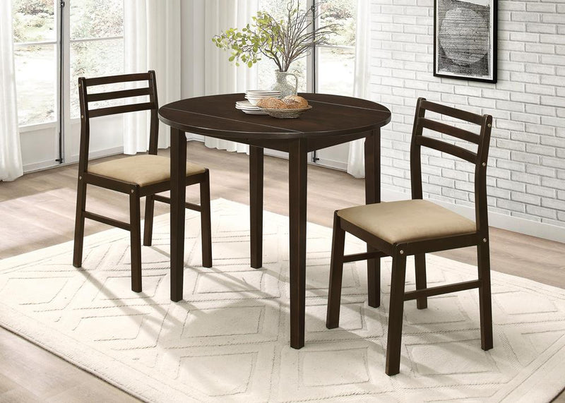 Bucknell 3-piece Dining Set with Drop Leaf Cappuccino and Tan - Theo's Factory Direct Mattress & Furniture (Columbus, OH)