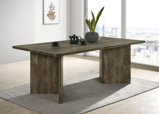 Tyler Rectangular Double V-Leg Dining Table Mango Brown - Theo's Factory Direct Mattress & Furniture (Columbus, OH)