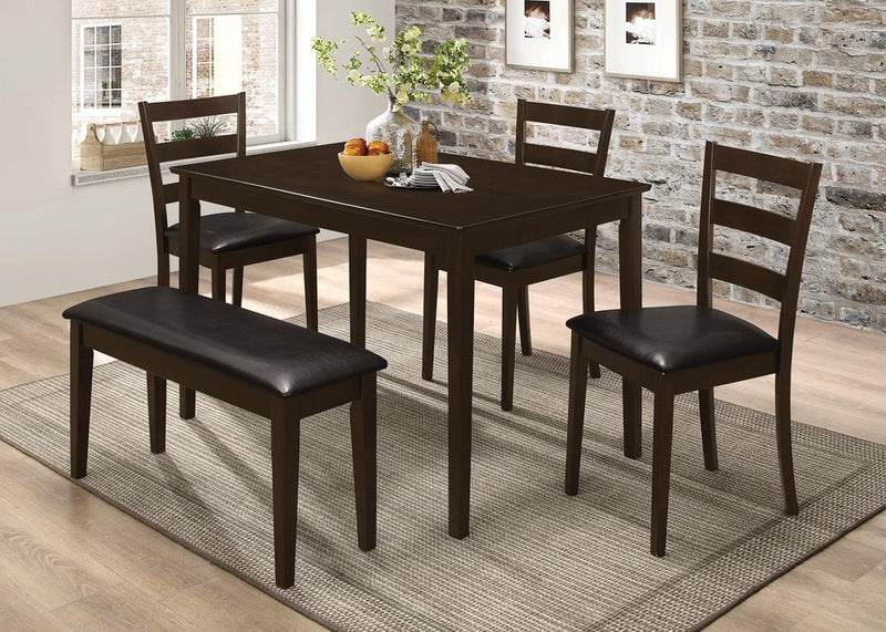 Guillen 5-piece Dining Set with Bench Cappuccino and Dark Brown - Theo's Factory Direct Mattress & Furniture (Columbus, OH)