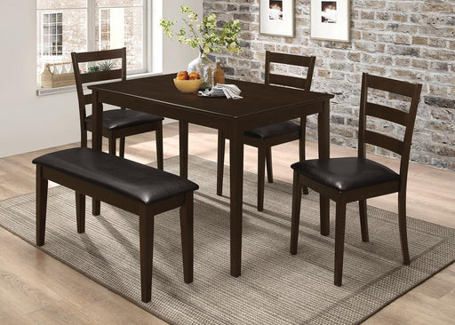Guillen 5-piece Dining Set with Bench Cappuccino and Dark Brown - Theo's Factory Direct Mattress & Furniture (Columbus, OH)