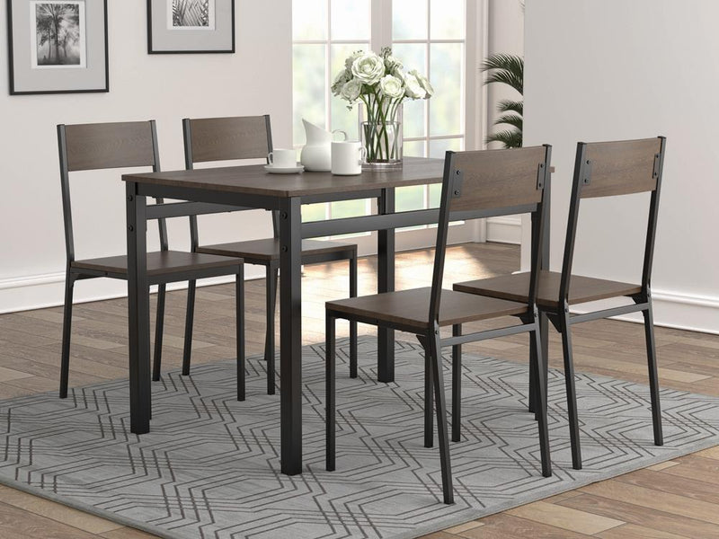 Lana 5-piece Rectangular Dining Table Set Dark Brown and Matte Black - Theo's Factory Direct Mattress & Furniture (Columbus, OH)
