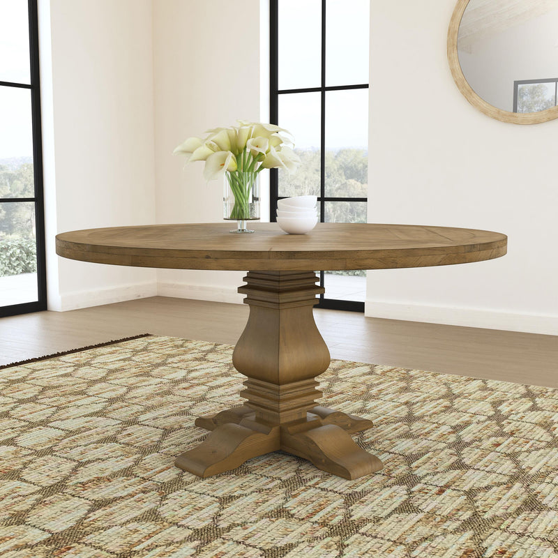 Florence Round Pedestal Dining Table Rustic Smoke - Theo's Factory Direct Mattress & Furniture (Columbus, OH)