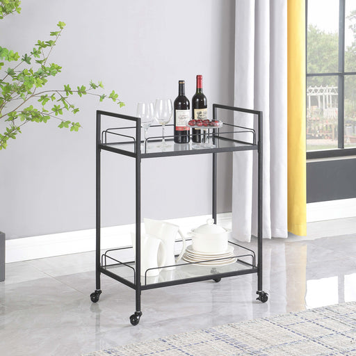 Curltis Serving Cart with Glass Shelves Clear and Black - Theo's Factory Direct Mattress & Furniture (Columbus, OH)