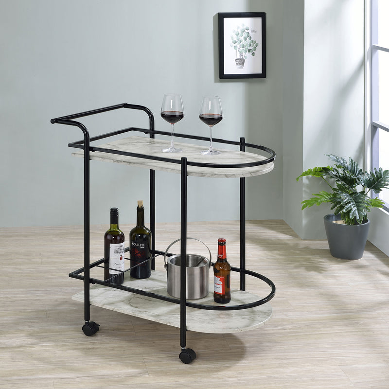 Desiree 2-tier Bar Cart with Casters Black - Theo's Factory Direct Mattress & Furniture (Columbus, OH)