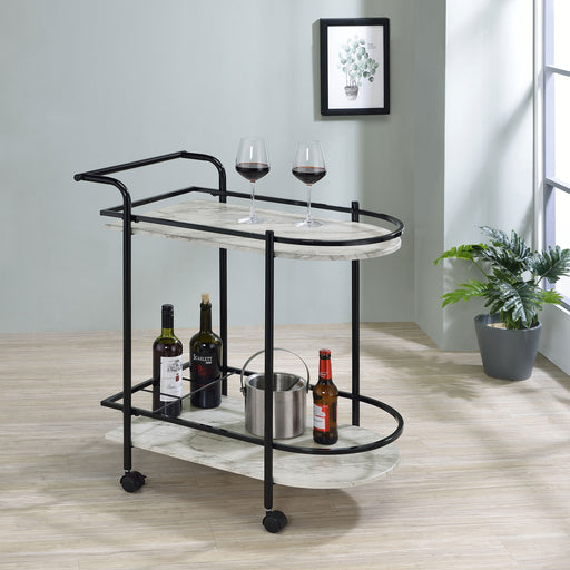 Desiree 2-tier Bar Cart with Casters Black - Theo's Factory Direct Mattress & Furniture (Columbus, OH)