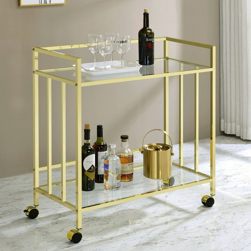 Cara Rectangular Glass Bar Cart - Theo's Factory Direct Mattress & Furniture (Columbus, OH)