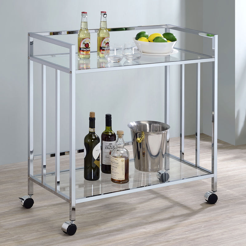 Cara Rectangular Glass Bar Cart - Theo's Factory Direct Mattress & Furniture (Columbus, OH)