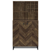 Mendoza 2-door Wine Cabinet Rustic Oak Herringbone and Gunmetal - Theo's Factory Direct Mattress & Furniture (Columbus, OH)