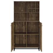 Mendoza 2-door Wine Cabinet Rustic Oak Herringbone and Gunmetal - Theo's Factory Direct Mattress & Furniture (Columbus, OH)