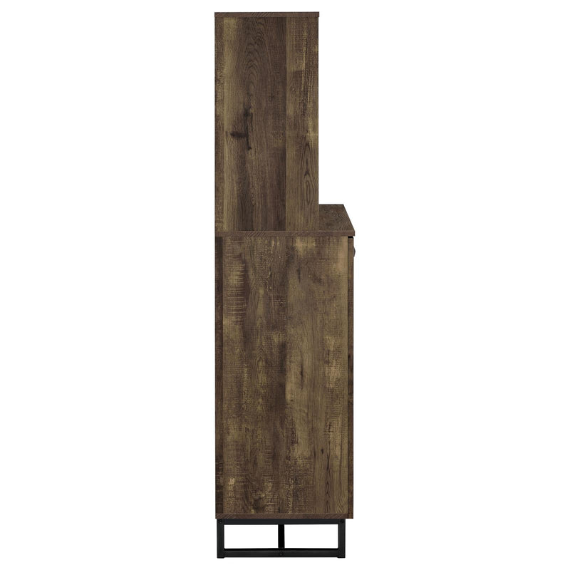 Mendoza 2-door Wine Cabinet Rustic Oak Herringbone and Gunmetal - Theo's Factory Direct Mattress & Furniture (Columbus, OH)