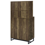 Mendoza 2-door Wine Cabinet Rustic Oak Herringbone and Gunmetal - Theo's Factory Direct Mattress & Furniture (Columbus, OH)