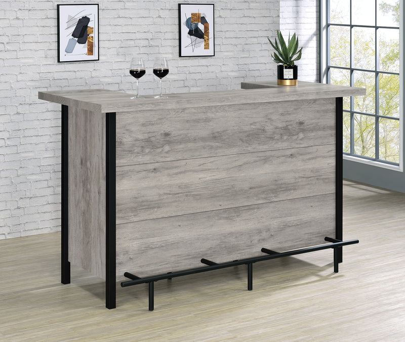 Bellemore Bar Unit with Footrest Grey Driftwood and Black - Theo's Factory Direct Mattress & Furniture (Columbus, OH)
