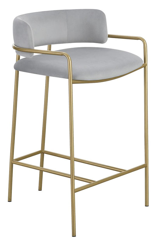 Comstock Upholstered Low Back Stool Grey and Gold - Theo's Factory Direct Mattress & Furniture (Columbus, OH)