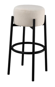 Leonard Upholstered Backless Round Stools White and Black (Set of 2) - Theo's Factory Direct Mattress & Furniture (Columbus, OH)