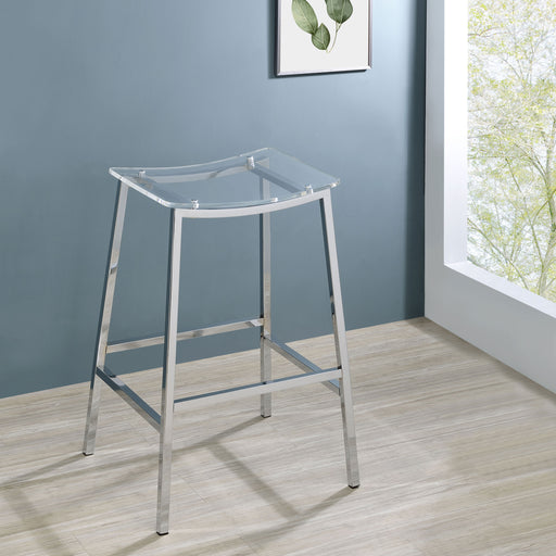 Jovani Acrylic Backless Bar Stools Clear and Chrome (Set of 2) - Theo's Factory Direct Mattress & Furniture (Columbus, OH)