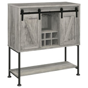Claremont Sliding Door Bar Cabinet with Lower Shelf Grey Driftwood - Theo's Factory Direct Mattress & Furniture (Columbus, OH)