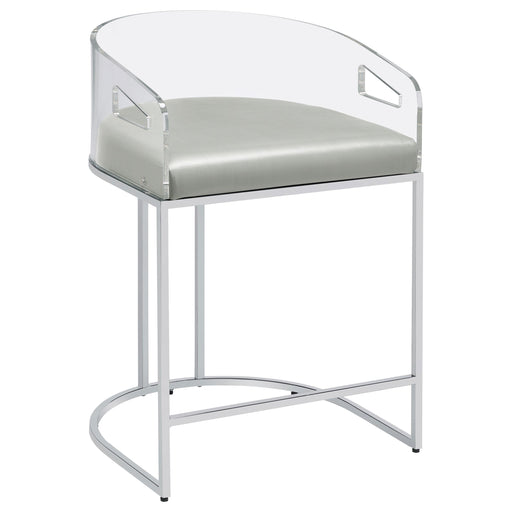 Thermosolis Acrylic Back Counter Height Stools Grey and Chrome (Set of 2) - Theo's Factory Direct Mattress & Furniture (Columbus, OH)