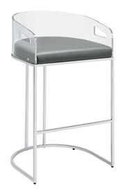 Thermosolis Acrylic Back Bar Stools Grey and Chrome (Set of 2) - Theo's Factory Direct Mattress & Furniture (Columbus, OH)