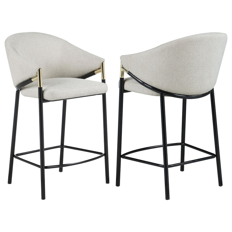 Chadwick Sloped Arm Counter Height Stools Beige and Glossy Black (Set of 2) - Theo's Factory Direct Mattress & Furniture (Columbus, OH)