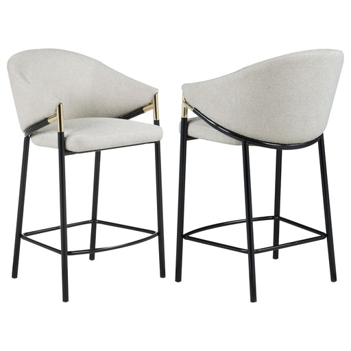 Chadwick Sloped Arm Counter Height Stools Beige and Glossy Black (Set of 2) - Theo's Factory Direct Mattress & Furniture (Columbus, OH)