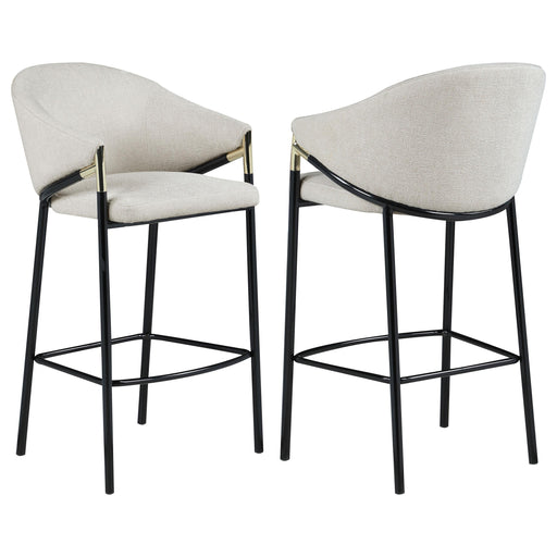 Chadwick Sloped Arm Bar Stools Beige and Glossy Black (Set of 2) - Theo's Factory Direct Mattress & Furniture (Columbus, OH)