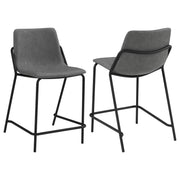 Earnest Solid Back Upholstered Counter Height Stools Grey and Black (Set of 2) - Theo's Factory Direct Mattress & Furniture (Columbus, OH)