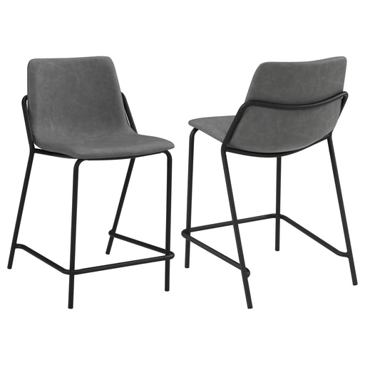 Earnest Solid Back Upholstered Counter Height Stools Grey and Black (Set of 2) - Theo's Factory Direct Mattress & Furniture (Columbus, OH)