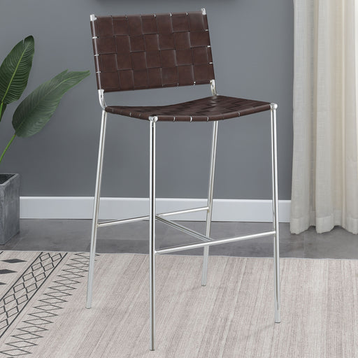 Adelaide Upholstered Bar Stool with Open Back Brown and Chrome - Theo's Factory Direct Mattress & Furniture (Columbus, OH)