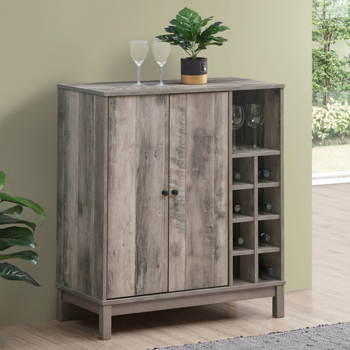 Cheyenne 2-door Wine Cabinet with Stemware Rack Weathered Acacia - Theo's Factory Direct Mattress & Furniture (Columbus, OH)