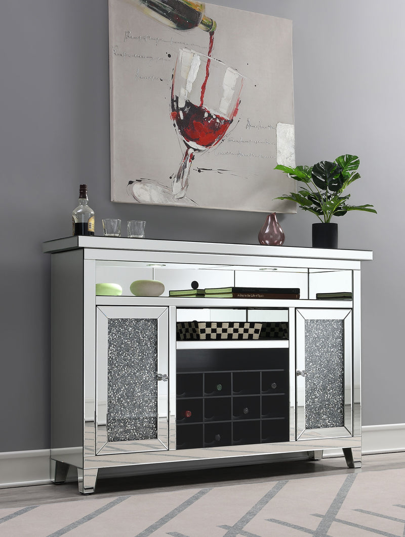 Melinda 2-door Wine Cabinet with Lighting Mirror - Theo's Factory Direct Mattress & Furniture (Columbus, OH)