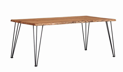 Sherman Rectangular Dining Table Natural Acacia and Matte Black - Theo's Factory Direct Mattress & Furniture (Columbus, OH)