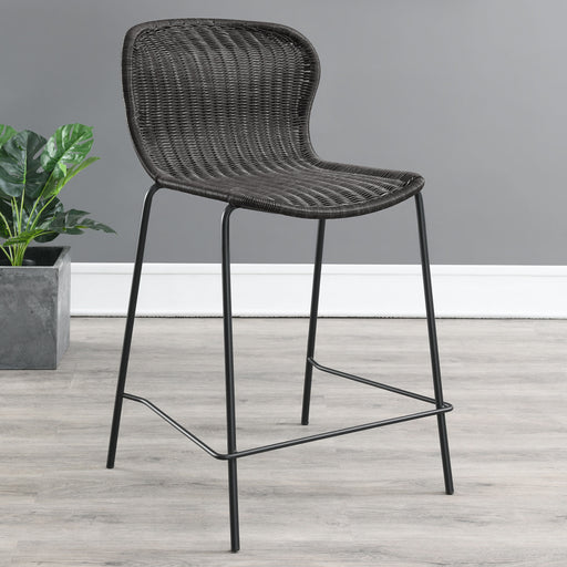 Mckinley Upholstered Counter Height Stools with Footrest (Set of 2) Brown and Sandy Black - Theo's Factory Direct Mattress & Furniture (Columbus, OH)