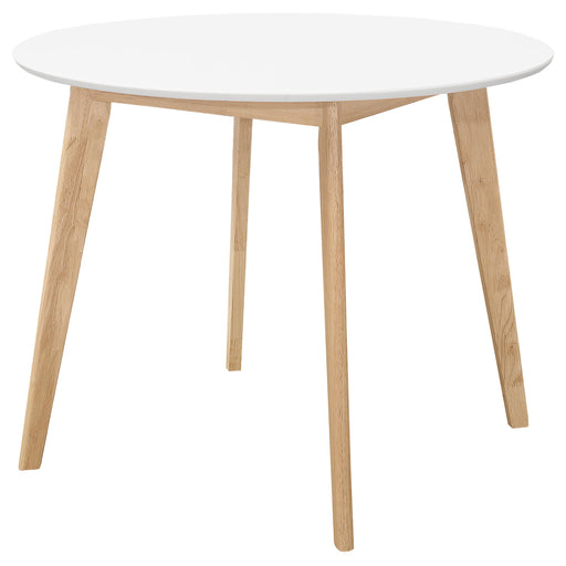Breckenridge Round Dining Table Matte White and Natural Oak - Theo's Factory Direct Mattress & Furniture (Columbus, OH)