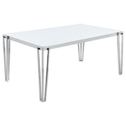 Pauline Rectangular Dining Table with Metal Leg White and Chrome - Theo's Factory Direct Mattress & Furniture (Columbus, OH)