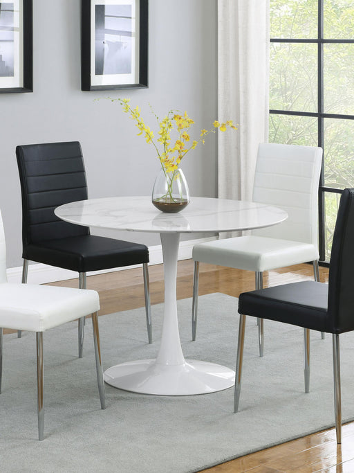 Arkell 40-inch Round Pedestal Dining Table White - Theo's Factory Direct Mattress & Furniture (Columbus, OH)