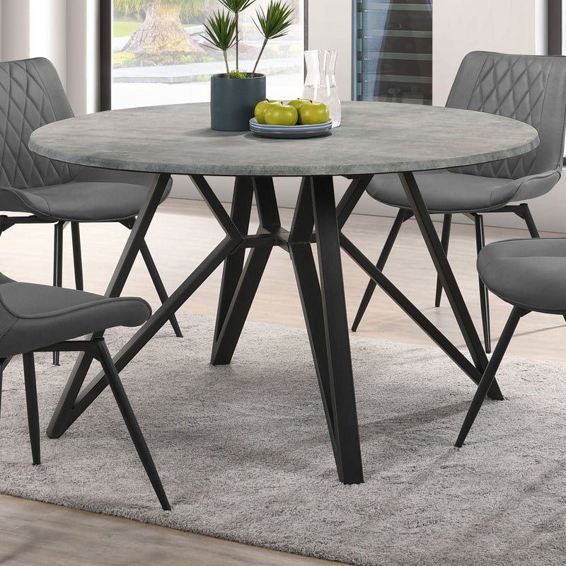 Neil Round Wood Top Dining Table Concrete and Black - Theo's Factory Direct Mattress & Furniture (Columbus, OH)