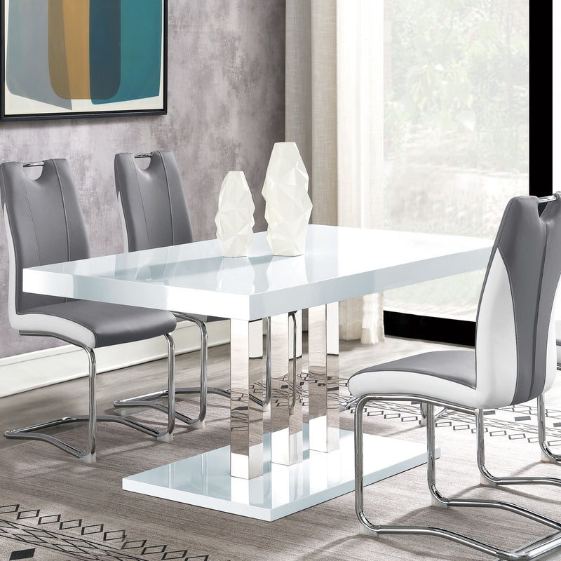 Brooklyn Rectangular Dining Table White High Gloss and Chrome - Theo's Factory Direct Mattress & Furniture (Columbus, OH)